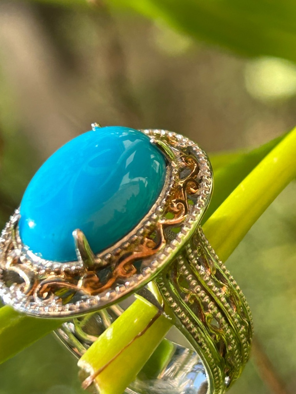 Michael valitutti  Turquoise Oval Cabochon Silver Ring size 7